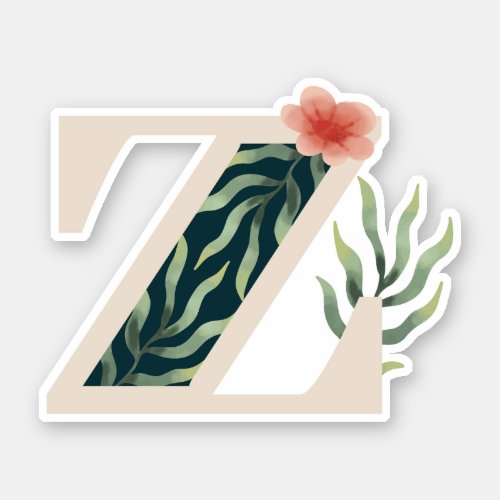 Letter Z and watercolor flowers  Sticker