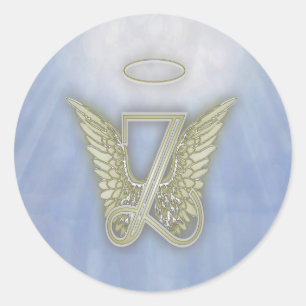 Letter Z Angel Monogram Classic Round Sticker