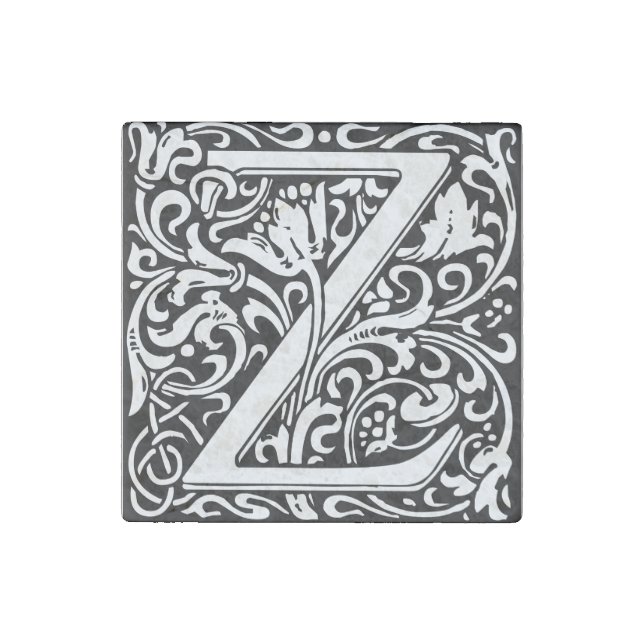 Letter Z art nouveau black and white Tile (Front)