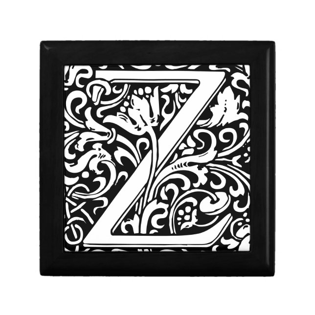 Letter Z art nouveau black and white Tile Gift Box (Front)