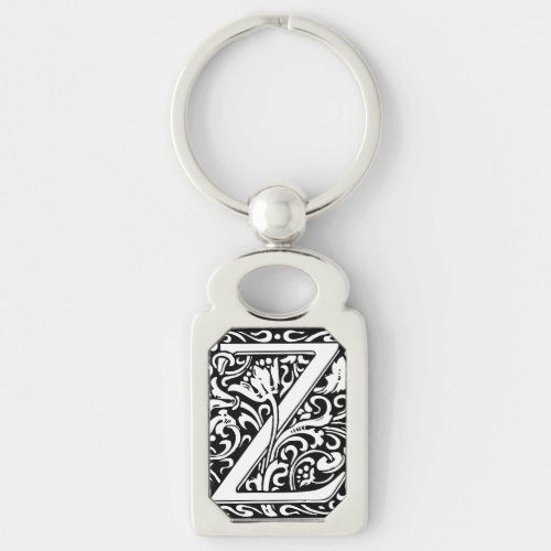 Letter Z art nouveau black and white Tile  Keychain