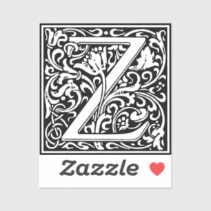Letter Z art nouveau black and white Tile Sticker