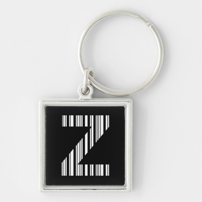 LETTER Z BAR CODE First Initial Barcode Pattern Keychain (Front)