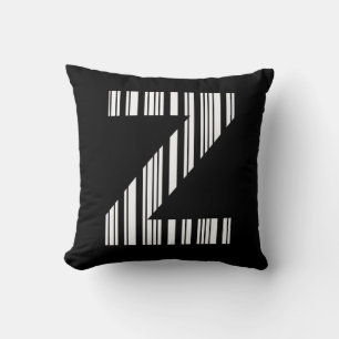LETTER Z BAR CODE First Initial Barcode Pattern Throw Pillow