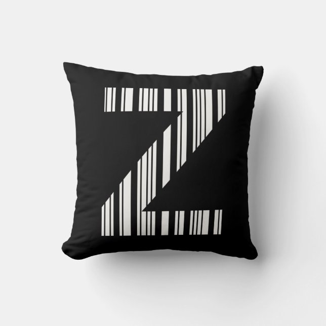 LETTER Z BAR CODE First Initial Barcode Pattern Throw Pillow (Front)