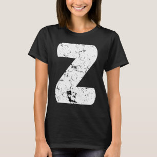 Letter Z Big Capital Alphabet Monogram Distressed T-Shirt