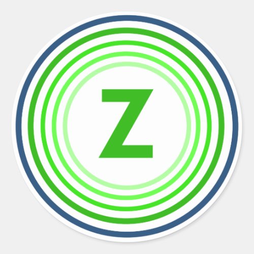 Letter Z _ Blue  Green Classic Round Sticker