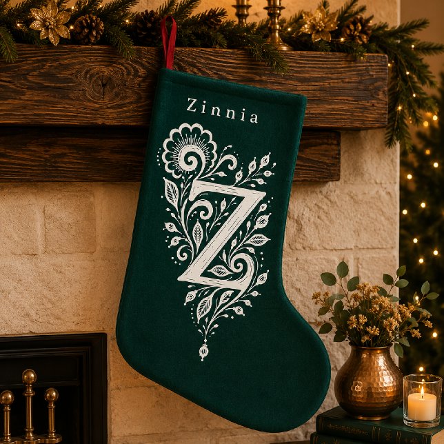 Letter Z Botanical Monogram Personalized Stocking (Creator Uploaded)