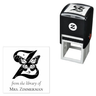 Letter Z Butterfly Monogram From the Library Of Self-inking Stamp