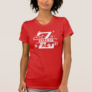 Letter Z Christmas Monogram Initial Name Red T-Shirt