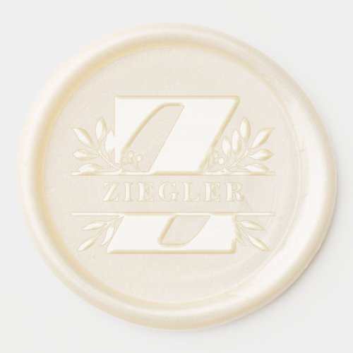 Letter Z Classic Foliage Family Name Monogram Wax Seal Sticker