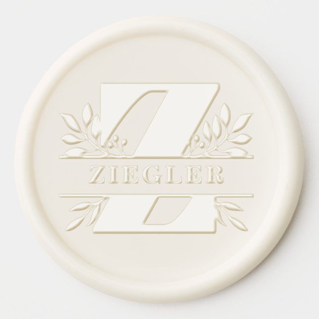 Letter Z Classic Foliage Family Name Monogram Wax Seal Sticker (Front)