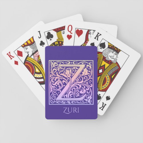 Letter Z Colorful Vintage First Letter Gradient Poker Cards