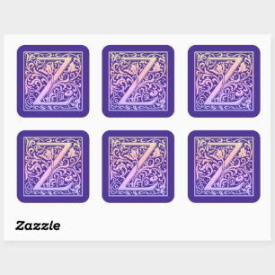 Letter Z Colorful Vintage First Letter Gradient Square Sticker
