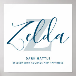 Letter Z elda name meaning blue gray text custom Poster