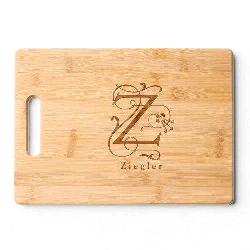 Letter Z Elegant Monogram Personalized Name Cutting Board