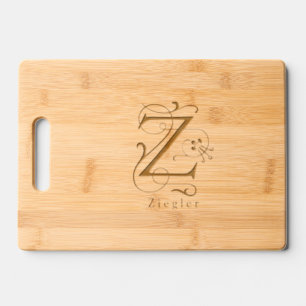 Letter Z Elegant Monogram Personalized Name Engraved Cutting Board