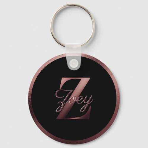 Letter Z Elegant Personalized Rose Gold Monogram  Keychain