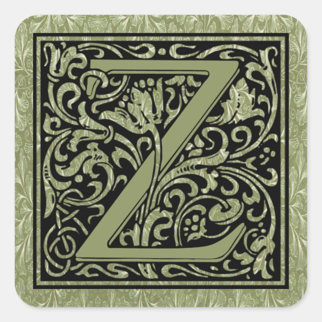 Letter Z First Letter Monogram Square Sticker (Front)