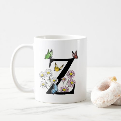 Letter Z Floral Butterfly Monogram Initial      Coffee Mug
