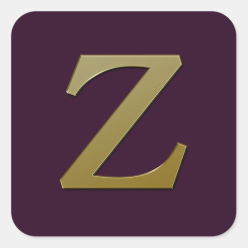 Letter Z Gold Square Sticker