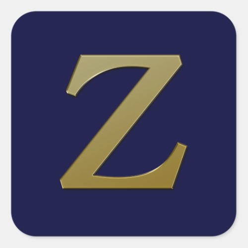 Letter Z Gold Square Sticker