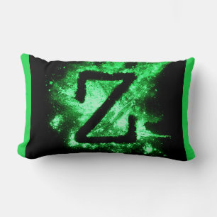 Letter Z Green Capital Alphabet Lumbar Pillow
