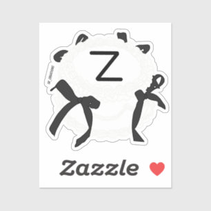 Letter Z Initial Black And White Bow Vintage Cake  Sticker