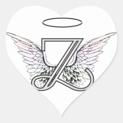 Letter Z Initial Monogram with Angel Wings  Halo Heart Sticker