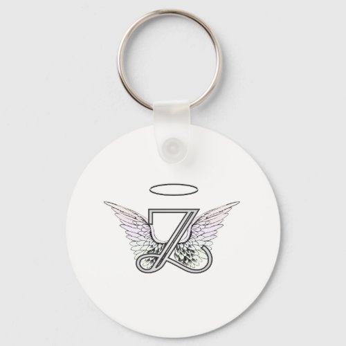 Letter Z Initial Monogram with Angel Wings  Halo Keychain