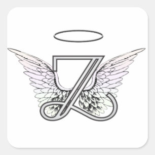 Letter Z Initial Monogram with Angel Wings & Halo Square Sticker