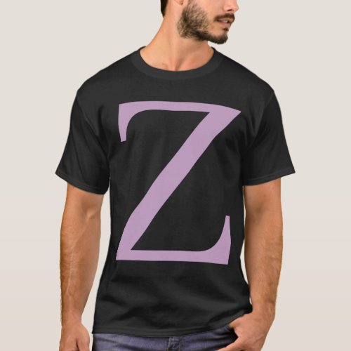 Letter Z  Lilac Purple Color   T_Shirt