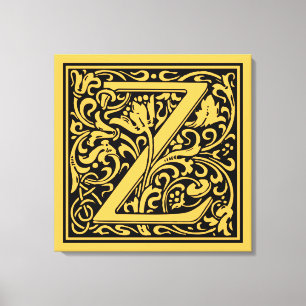 Letter Z Medieval Monogram Art Nouveau Canvas Print