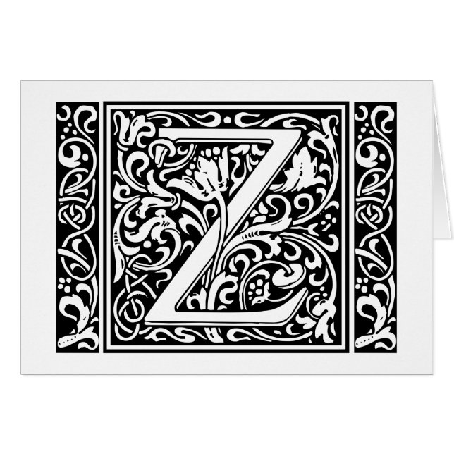 Letter Z Medieval Monogram Art Nouveau Cards (Front Horizontal)
