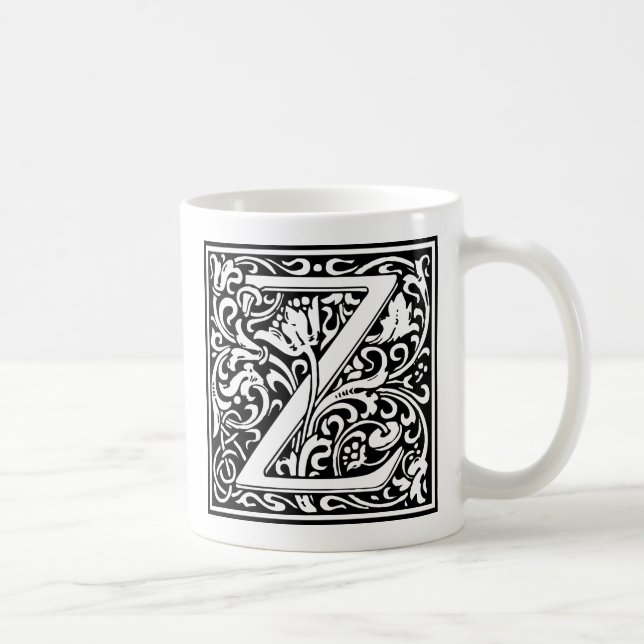 Letter Z Medieval Monogram Art Nouveau Coffee Mug (Right)