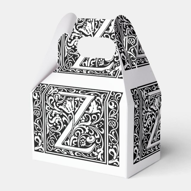 Letter Z Medieval Monogram Art Nouveau Favor Boxes (Front Side)