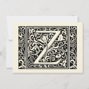 Letter Z Medieval Monogram Art Nouveau Invitation