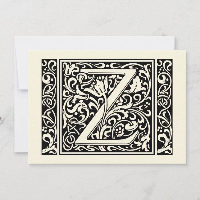 Letter Z Medieval Monogram Art Nouveau Invitation (Front)