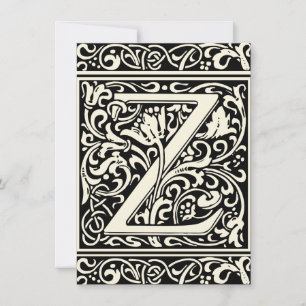 Letter Z Medieval Monogram Art Nouveau Invitation