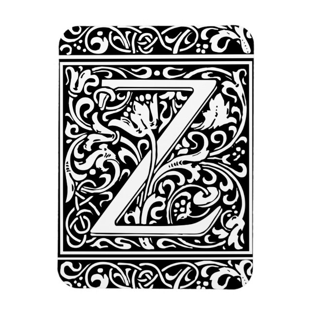 Letter Z Medieval Monogram Art Nouveau Magnet (Vertical)