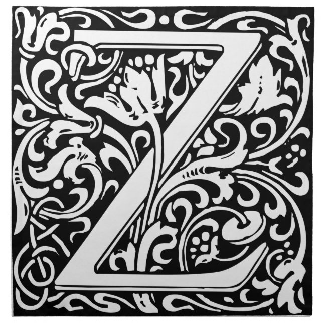 Letter Z Medieval Monogram Art Nouveau Napkin (Front)