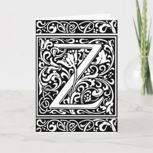 Letter Z Medieval Monogram Art Nouveau Note Card