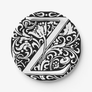 Letter Z Medieval Monogram Art Nouveau Paper Plates