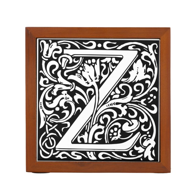 Letter Z Medieval Monogram Art Nouveau Pencil Holder (Front)