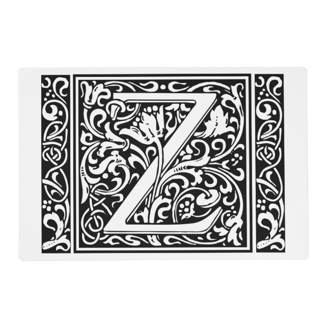 Letter Z Medieval Monogram Art Nouveau Placemat (Front)