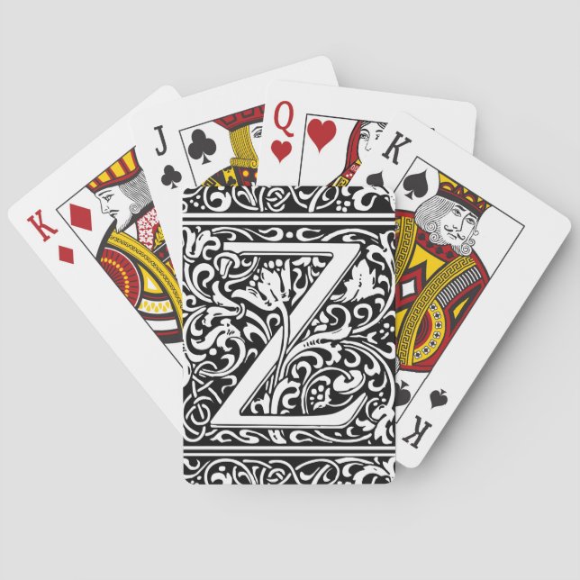 Letter Z Medieval Monogram Art Nouveau Poker Cards (Back)