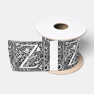 Letter Z Medieval Monogram Art Nouveau Satin Ribbon