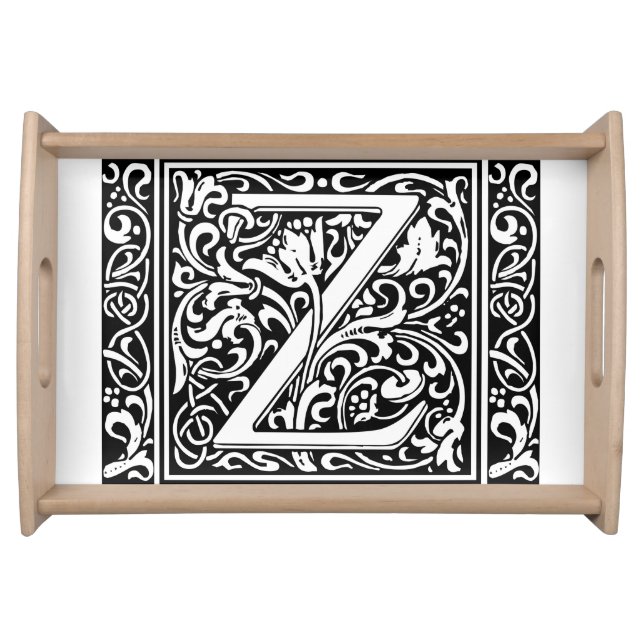 Letter Z Medieval Monogram Art Nouveau Serving Tray (Front)