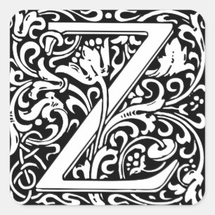 Letter Z Medieval Monogram Art Nouveau Square Sticker