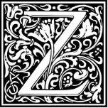 Letter Z Medieval Monogram Art Nouveau Statuette<br><div class="desc">This initial Z is part of a complete series of upper case William Morris inspired typography initials. The black and white lettering is highly decorative, styled after the fancy typography of the middle ages. Cute and trendy, this is a vintage chic monogram Z - letter Z- swirly Z . Customize...</div>